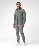 StringKing Men's Polartec Fleece Full Zip with Pockets - Sharp Fit, Avenue Green, Full Front Angle - Human Model