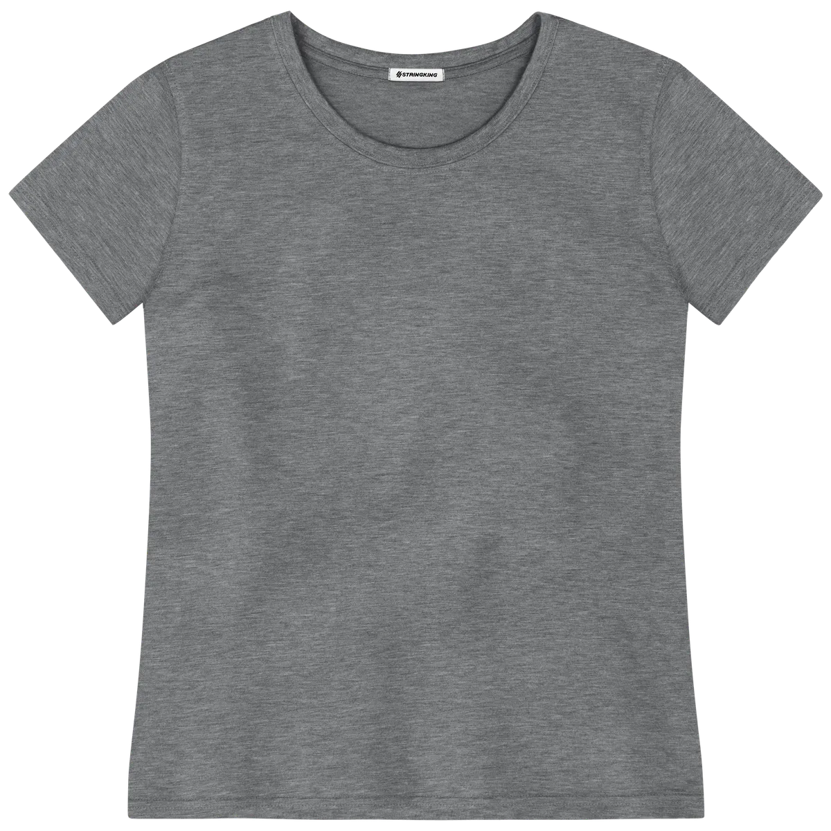 StringKing Women's FlexStyle Short Sleeve Crewneck T-Shirt - Relaxed Fit, Heather Gray, Front