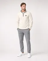StringKing Men's Polartec Fleece Quarter Zip - Relaxed Fit, Jet Stream, Full Front - Human Model - Top of head to Knees