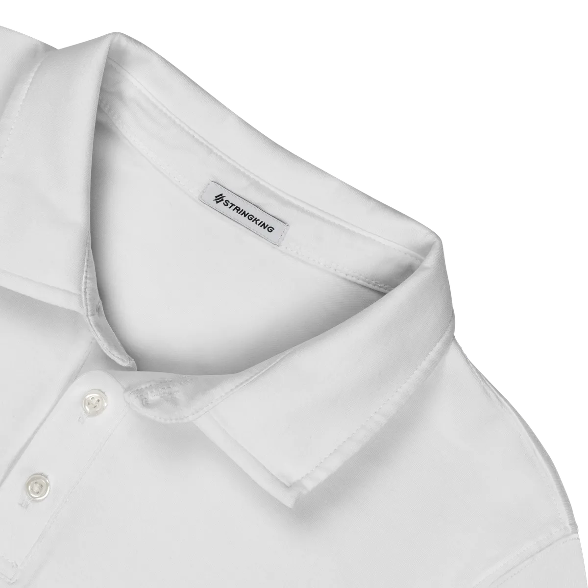 StringKing Men's Pima Cotton Long Sleeve Polo - Sharp Fit, White, Detail