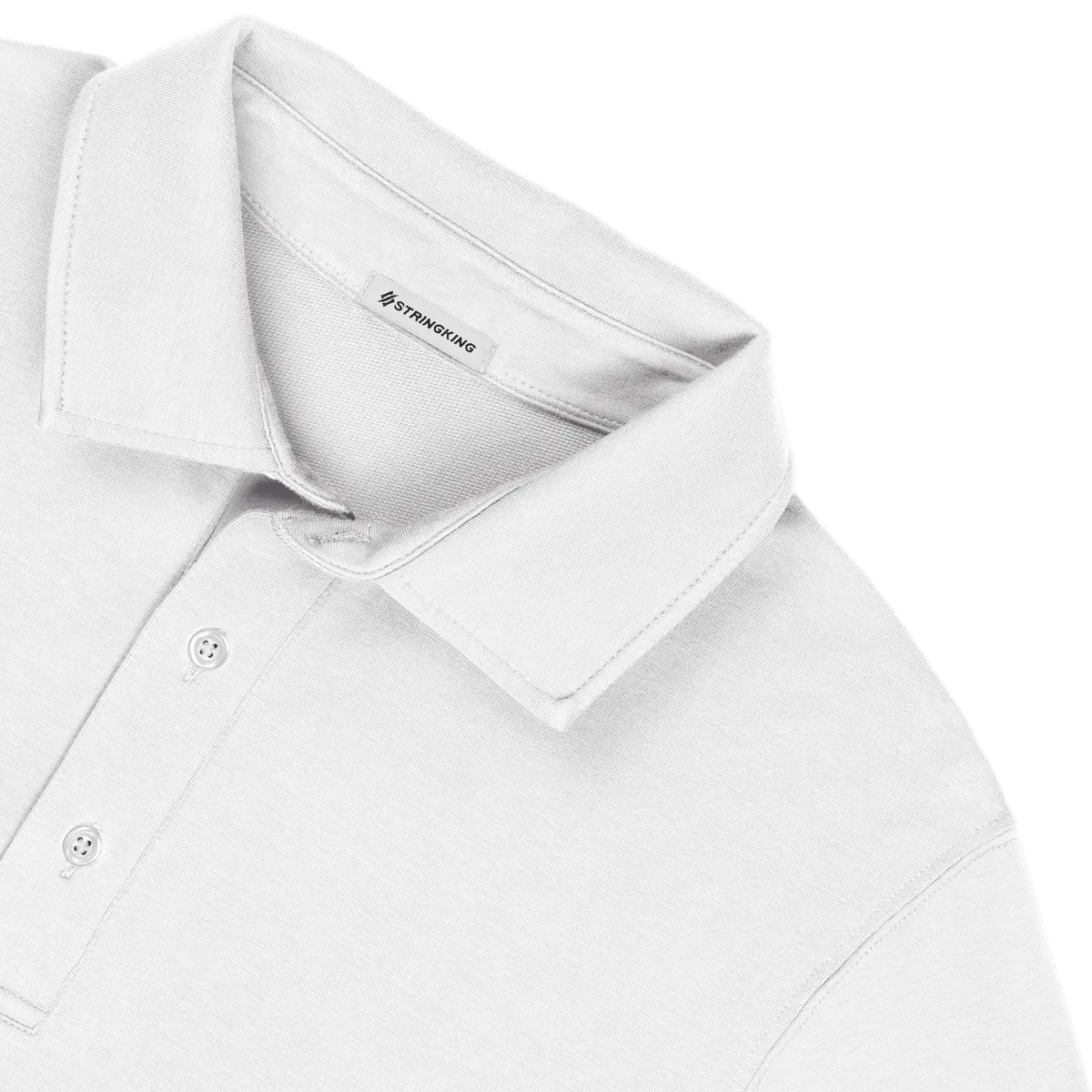 StringKing Men's Pima Cotton Polo Sweatshirt - Relaxed Fit, White, Detail
