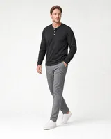 StringKing Men's Pima Jersey Henley - Sharp Fit, Black, Full Front Angle - Human Model