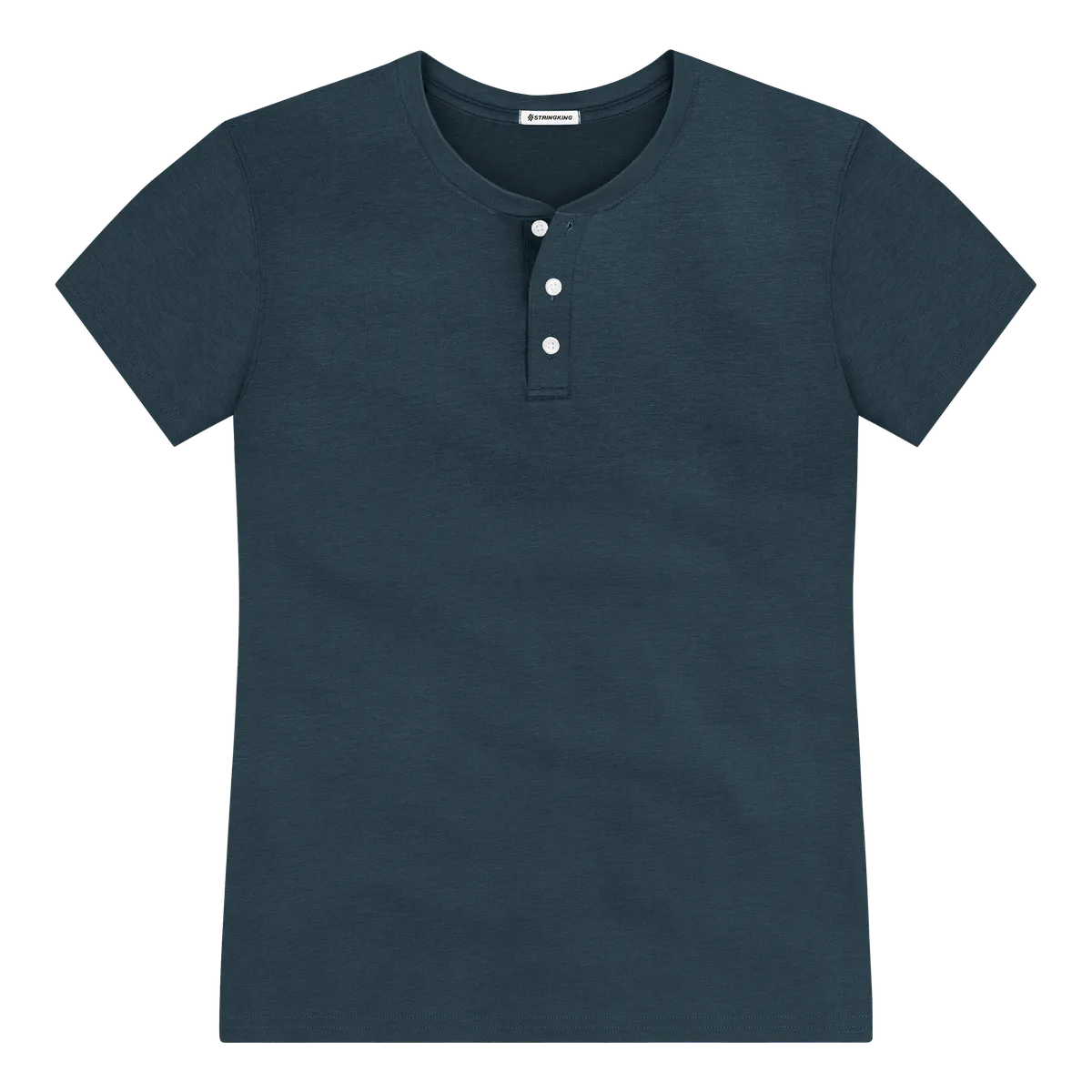 StringKing Men's Pima Cotton Short Sleeve Henley - Sharp Fit, Navy, Front