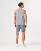 StringKing Men's StayCool Tank Top - Relaxed Fit, Gray, Full Back - Human Model - Top of head to Mid-thigh