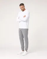 StringKing Men's Pima Terry Crew Sweater - Relaxed Fit, White, Full Front Angle - Human Model
