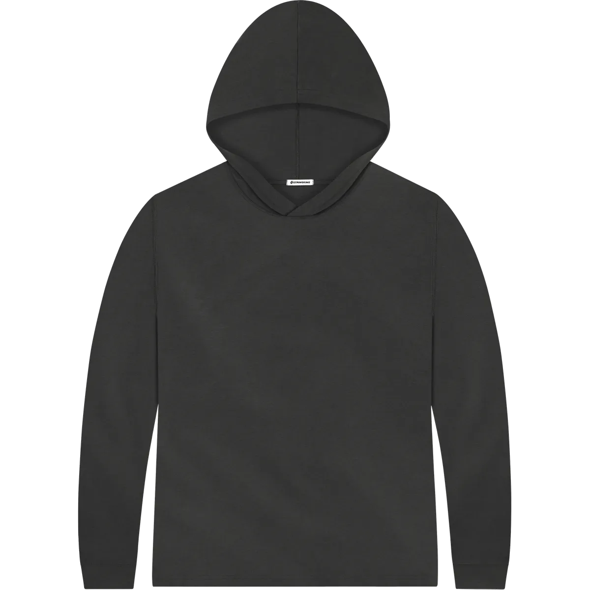 StringKing Men's Pima Jersey Hoodie - Relaxed Fit, Black, Front