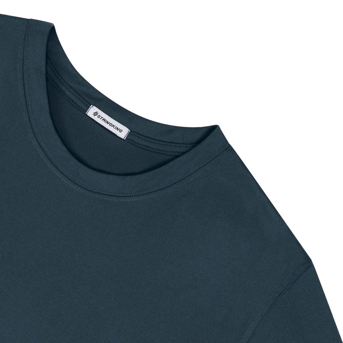 StringKing Women's FlexTech Short Sleeve Crewneck T-Shirt - Relaxed Fit, Navy, Detail