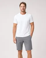 StringKing Men's Pima Jersey Tee - Sharp Fit, White, Full Front - Human Model - Top of head to Knees