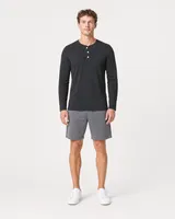 StringKing Men's Pima Jersey Henley - Sharp Fit, Black, Full Front - Human Model
