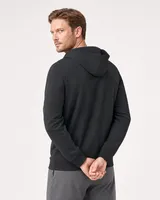 StringKing Men's StayWarm Hoodie - Relaxed Fit, Black, Full Back - Human Model - Top of head to Mid-thigh