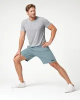 StringKing Men's Polartec Fleece Shorts - Relaxed Fit, Slate, Full Front Angle - Human Model
