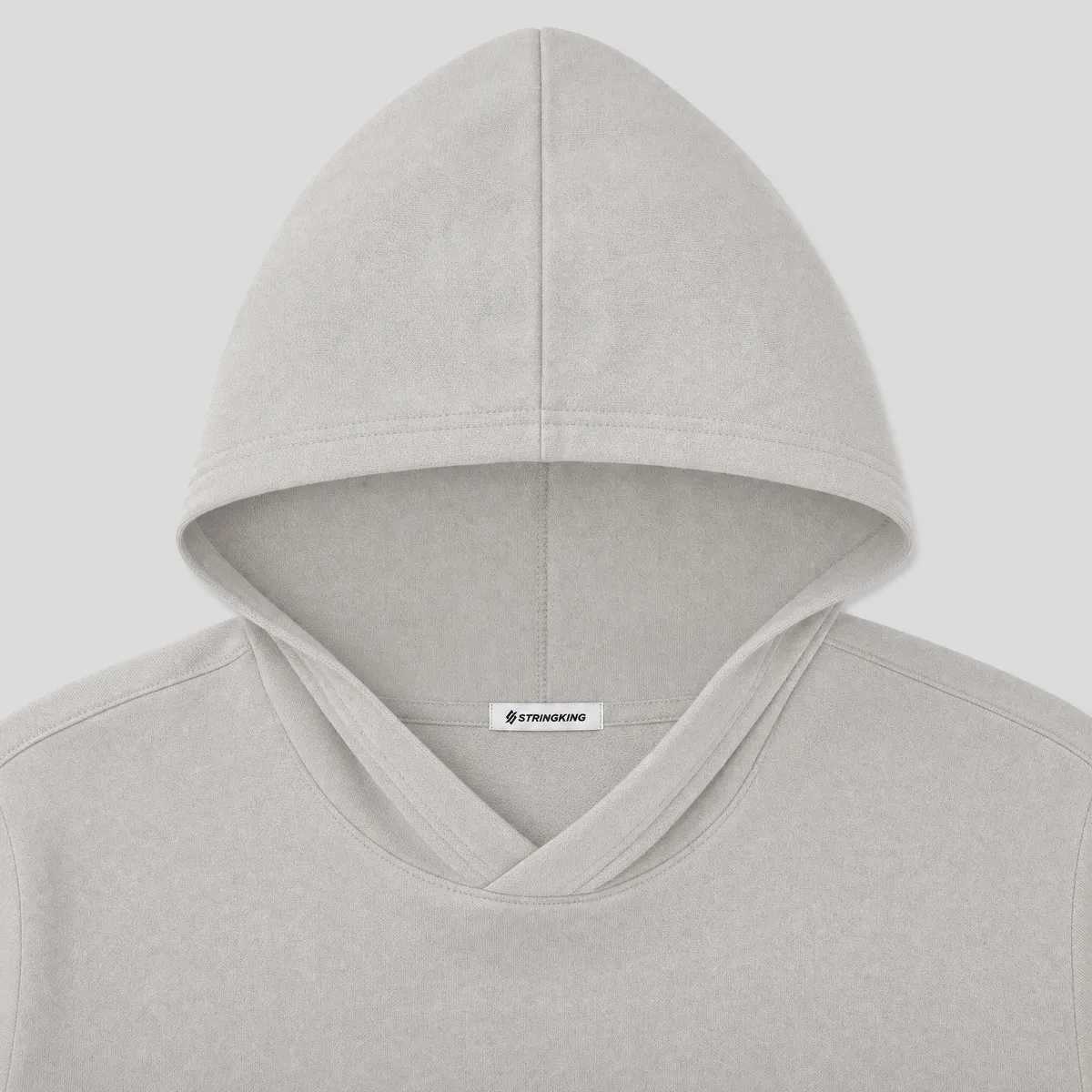 StringKing Men's Pima Terry Short Sleeve Hoodie - Relaxed Fit, Moonstruck, Detail