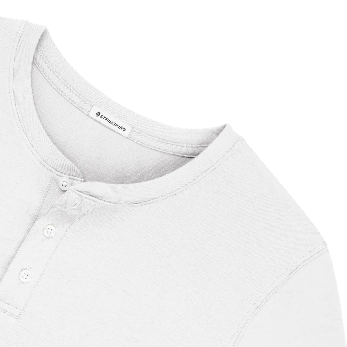 StringKing Men's Pima Cotton Long Sleeve Henley - Sharp Fit, White, Detail