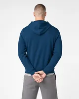 StringKing Men's StayWarm Hoodie - Sharp Fit, Navy Blue, Full Back - Human Model - Top of head to Mid-thigh