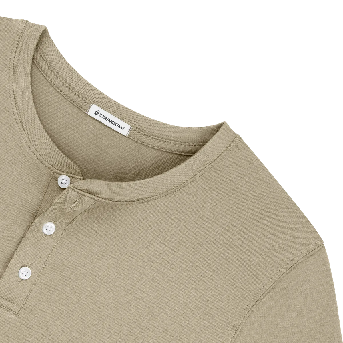 StringKing Men's Pima Cotton Long Sleeve Henley - Sharp Fit, Warm Khaki, Detail