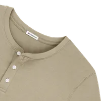 StringKing Men's Pima Cotton Long Sleeve Henley - Sharp Fit, Warm Khaki, Detail