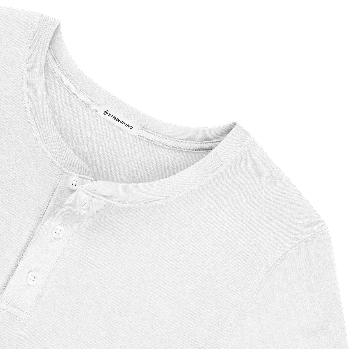 StringKing Men's Pima Cotton Henley Sweatshirt - Sharp Fit, White, Detail