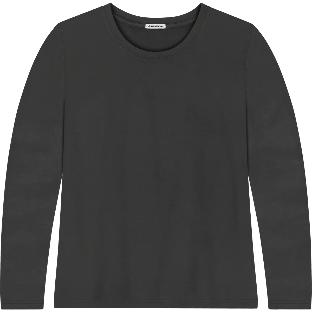 StringKing Women's Pima Terry Long Sleeve Tee - Relaxed Fit, Black, Front