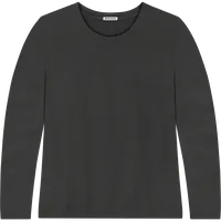 StringKing Women's Pima Terry Long Sleeve Tee - Relaxed Fit, Black, Front