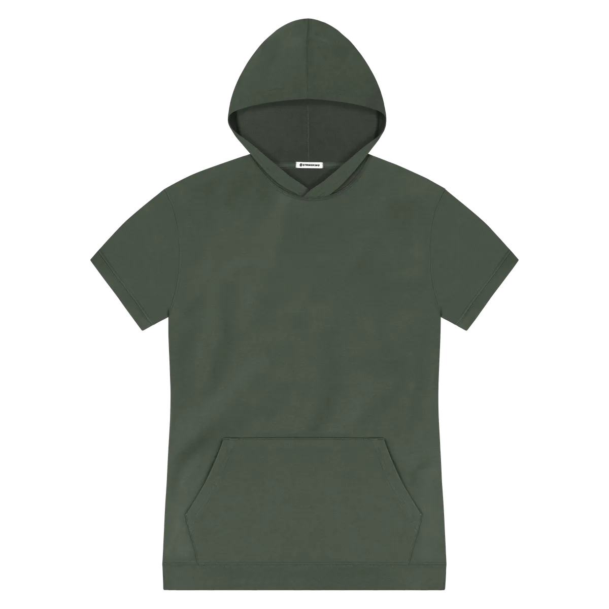 StringKing Men's Pima Terry Short Sleeve Hoodie - Sharp Fit, Moss, Front