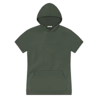 StringKing Men's Pima Terry Short Sleeve Hoodie - Sharp Fit, Moss, Front