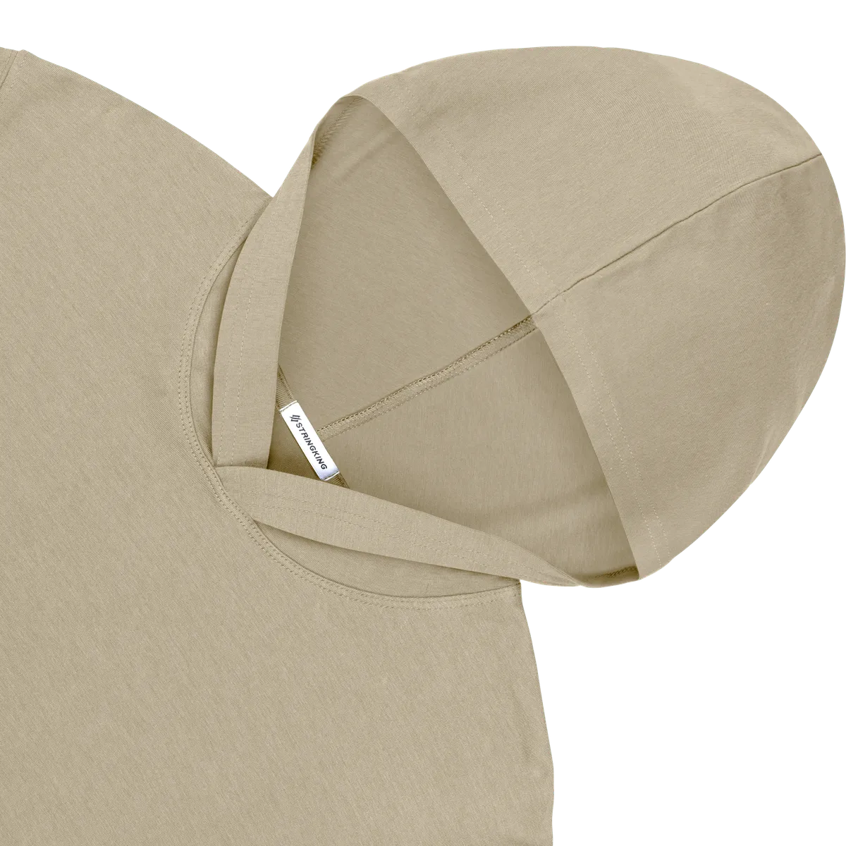 StringKing Men's Pima Cotton Lightweight Hoodie - Sharp Fit, Warm Khaki, Detail