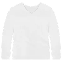 StringKing Women's Pima Terry V-Neck Sweater - Sharp Fit, White, Front