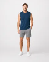 StringKing Men's StayWarm Tank Top - Sharp Fit, Navy Blue, Full Front - Human Model
