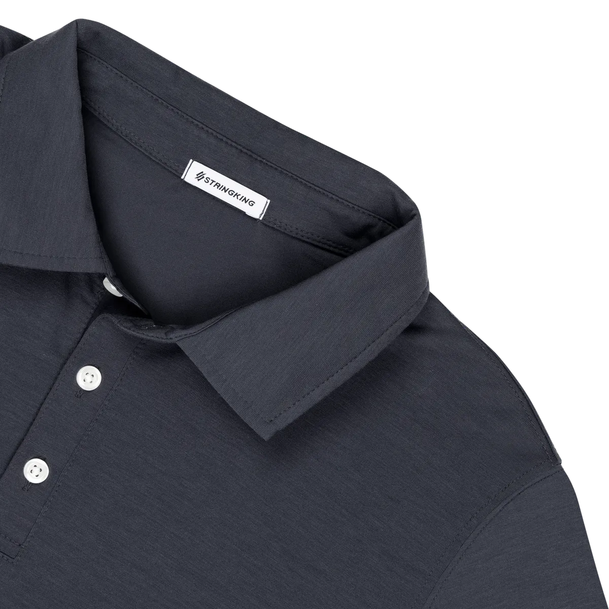 StringKing Men's FlexStyle Long Sleeve Polo - Sharp Fit, India Ink, Detail