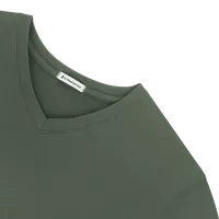 StringKing Men's Pima Terry V-Neck Tee - Sharp Fit, Moss, Detail