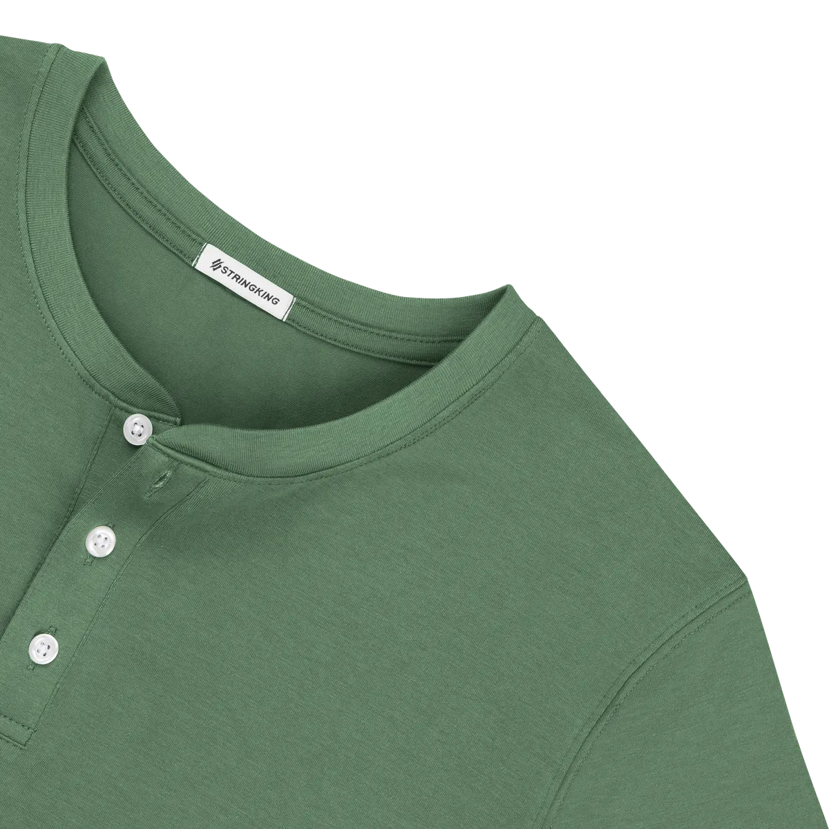 StringKing Men's Pima Cotton Long Sleeve Henley - Relaxed Fit, Green, Detail