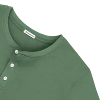 StringKing Men's Pima Cotton Long Sleeve Henley - Relaxed Fit, Green, Detail