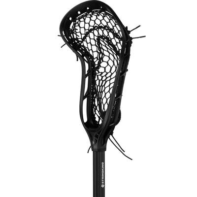 StringKing Women's Complete 2 Defense Strung Lacrosse Stick Face Angle View Black Black