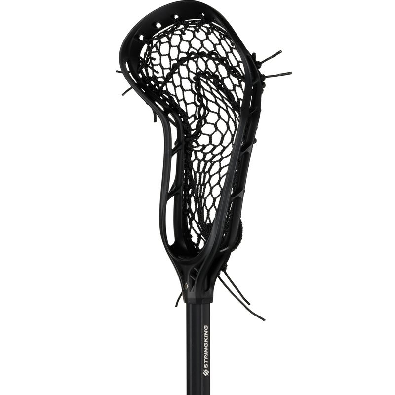 StringKing Women's Complete 2 Defense Strung Lacrosse Stick Face Angle View Black Black
