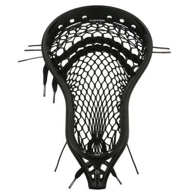 StringKing Mark 2D Defense Lacrosse Head Strung Black Black Face View