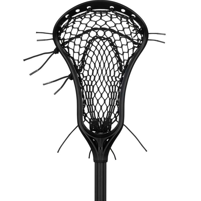 StringKing Women's Complete Lacrosse Stick Strung Face View Black Black