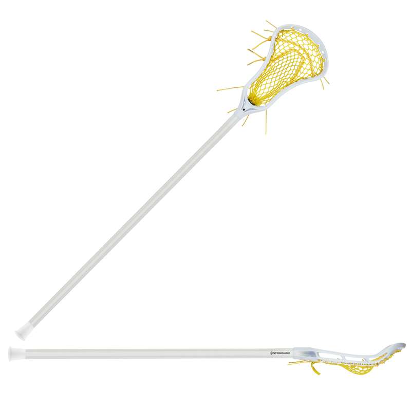 StringKing Lacrosse Women's Complete Strung Lacrosse Stick White Yellow Full