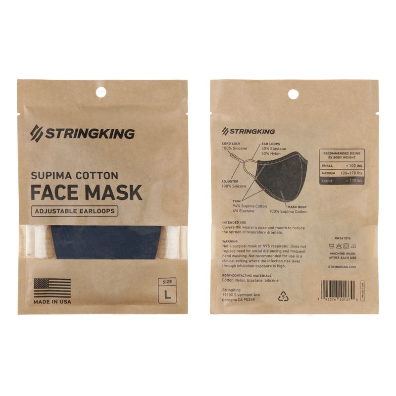Washable Cloth Face Mask Adjustable Navy Large Single Bag Packaging