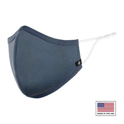 Washable Cloth Face Mask Adjustable Navy Front Angle