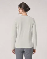 StringKing Women's Pima Terry V-Neck Sweater - Sharp Fit, Moonstruck, Full Back - Human Model - Top of head to Mid-thigh