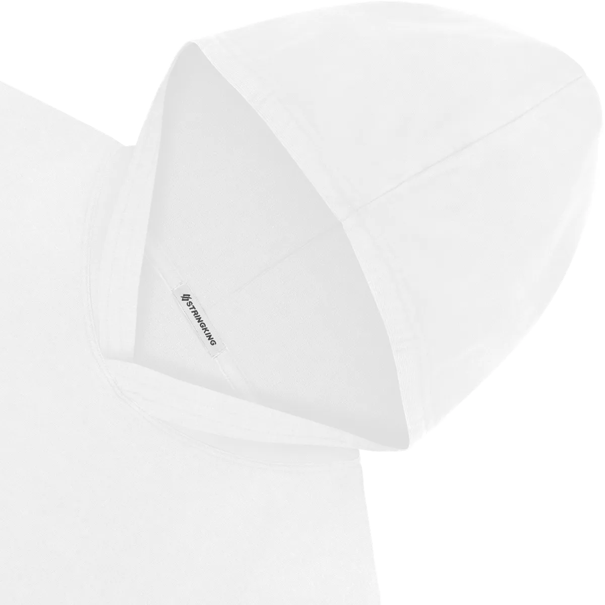 StringKing Men's Pima Terry Short Sleeve Hoodie - Sharp Fit, White, Detail