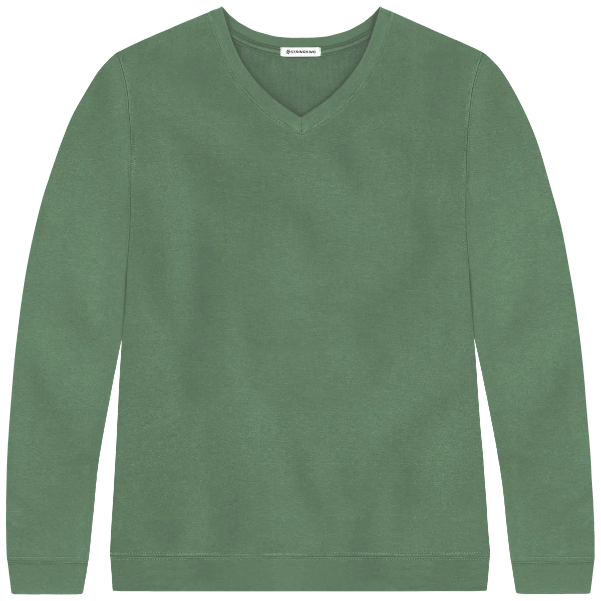 StringKing Women's Pima Cotton V-Neck Sweatshirt - Relaxed Fit, Green, Front