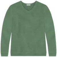 StringKing Women's Pima Cotton V-Neck Sweatshirt - Relaxed Fit, Green, Front