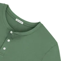 StringKing Men's Pima Cotton Long Sleeve Henley - Sharp Fit, Green, Detail