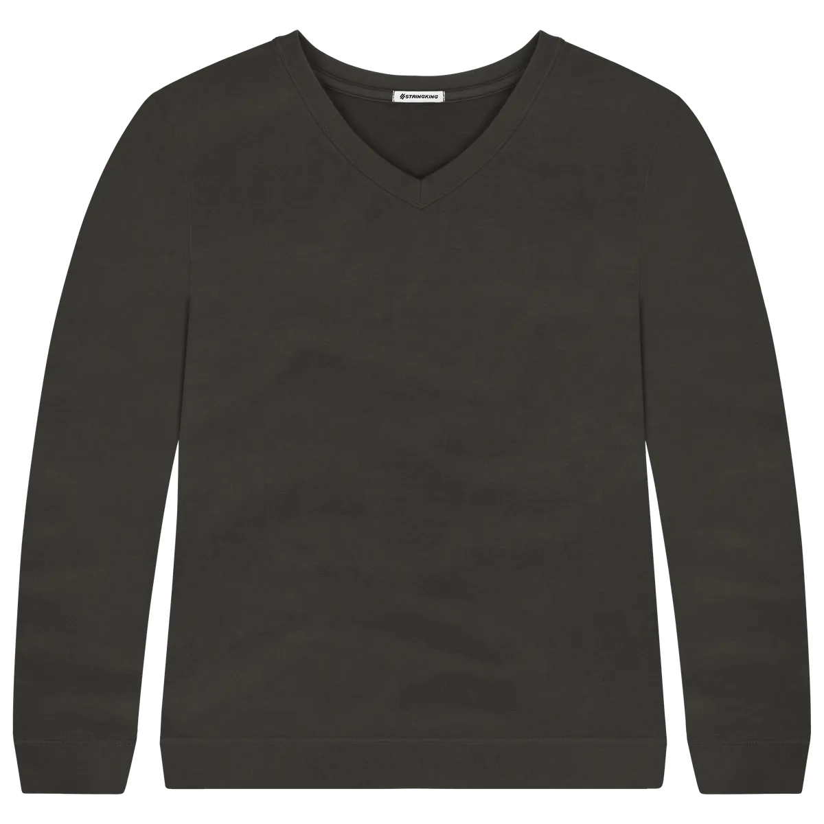 StringKing Women's Pima Terry V-Neck Sweater - Sharp Fit, Peat, Front