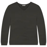 StringKing Women's Pima Terry V-Neck Sweater - Sharp Fit, Peat, Front