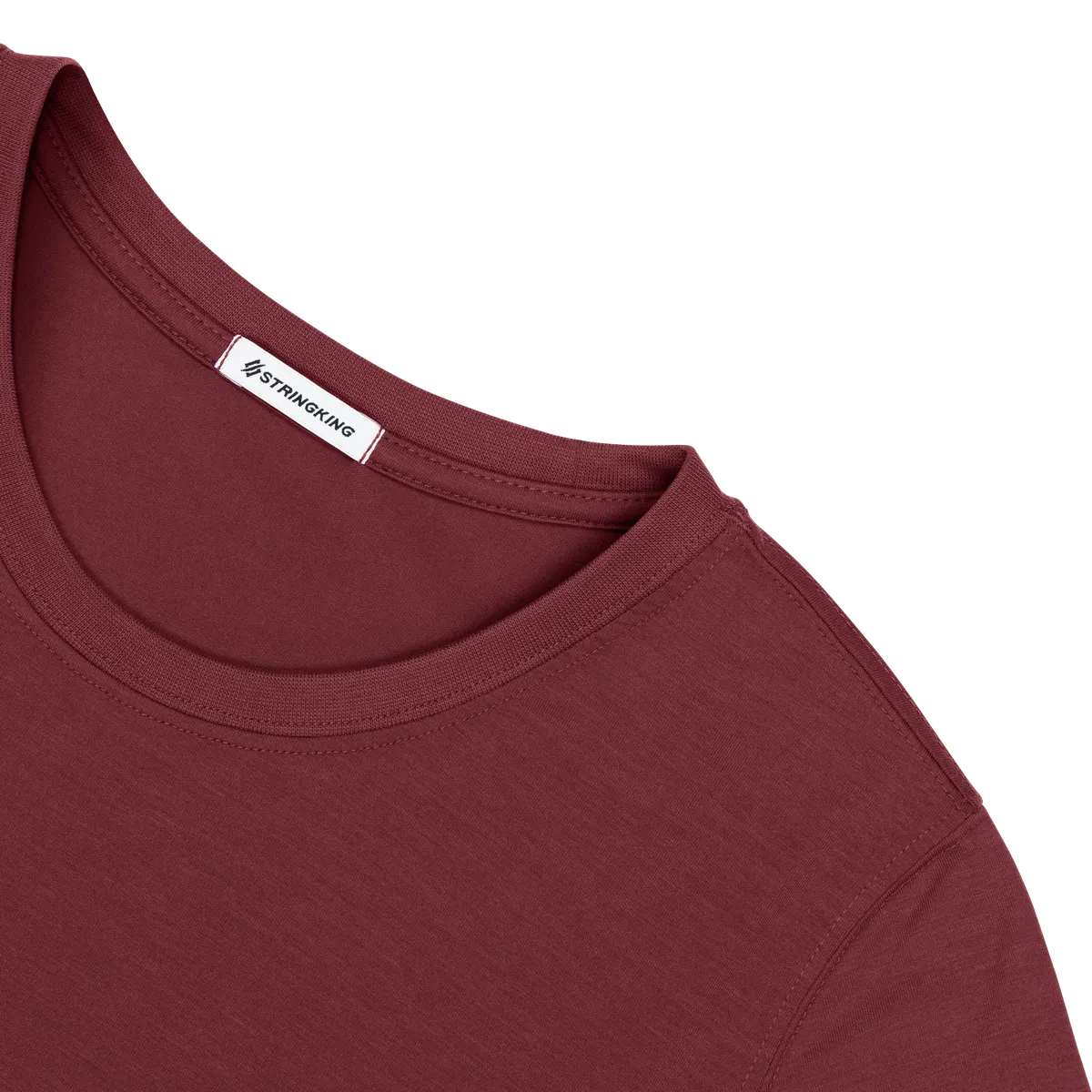 StringKing Women's FlexStyle Short Sleeve Crewneck T-Shirt - Relaxed Fit, Rhubarb, Detail