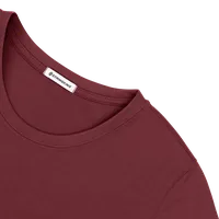 StringKing Women's FlexStyle Short Sleeve Crewneck T-Shirt - Relaxed Fit, Rhubarb, Detail