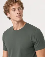 StringKing Men's Pima Jersey Tee - Sharp Fit, Moss, Collar Shoulder - Human Model