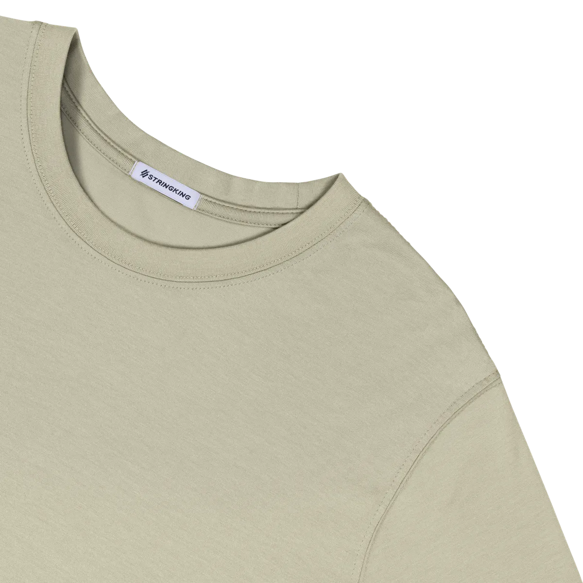 StringKing Men's Pima Cotton Short Sleeve Crewneck T-Shirt - Relaxed Fit, Khaki Green, Detail